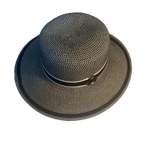 Nine West Black and White Woven Straw Sun Hat